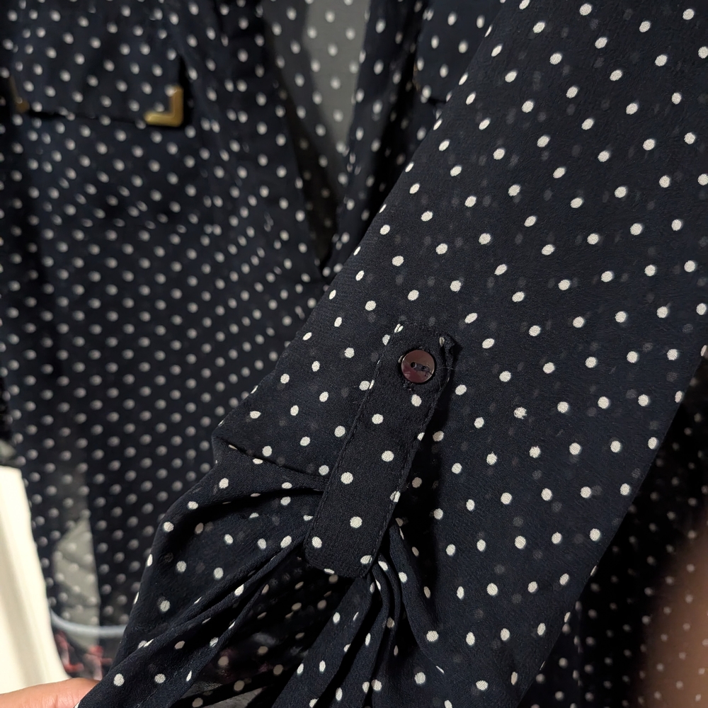 Polka Dot Navy Blouse - Picture 4 of 9